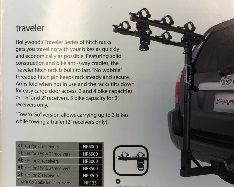 HR6500 - HOLLYWOOD TRAVELER 3 BIKE 1.25'' & 2''